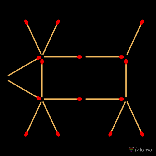 Make the cow look to the right by moving only 2 matchsticks