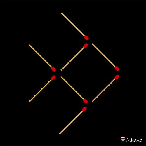 Move 3 matches to make the fish face the opposite direction